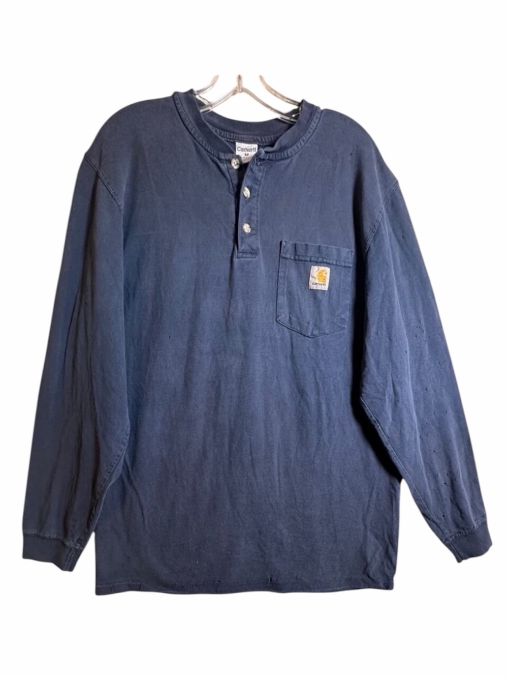 Vintage Carhartt Distressed Pocket Henley Shirt Men’s M Faded Grunge Workwear